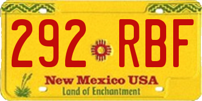 NM license plate 292RBF