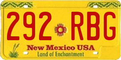 NM license plate 292RBG