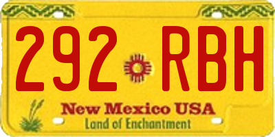 NM license plate 292RBH