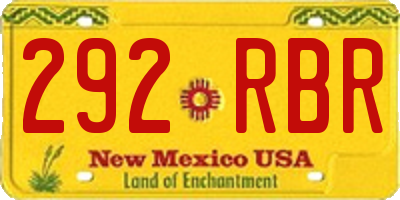 NM license plate 292RBR