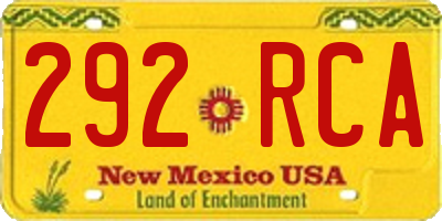 NM license plate 292RCA