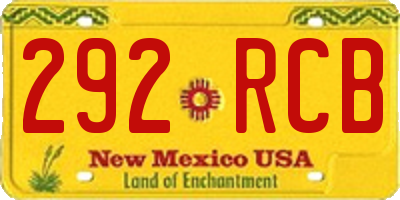 NM license plate 292RCB