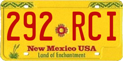 NM license plate 292RCI