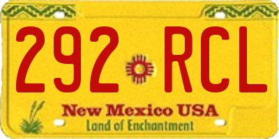 NM license plate 292RCL