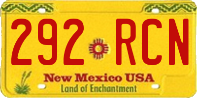 NM license plate 292RCN