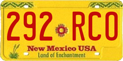 NM license plate 292RCO