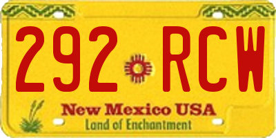 NM license plate 292RCW