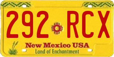 NM license plate 292RCX