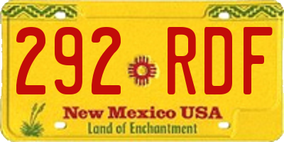 NM license plate 292RDF