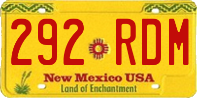 NM license plate 292RDM