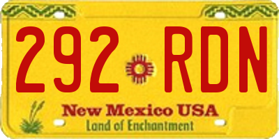 NM license plate 292RDN