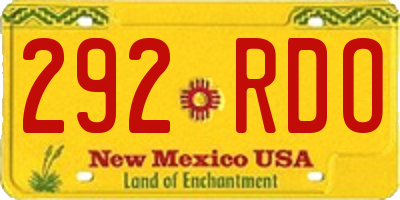 NM license plate 292RDO