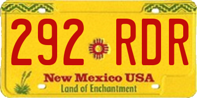 NM license plate 292RDR