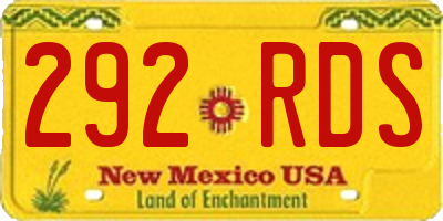 NM license plate 292RDS