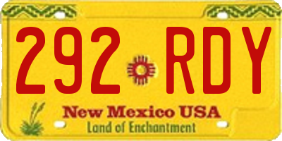 NM license plate 292RDY