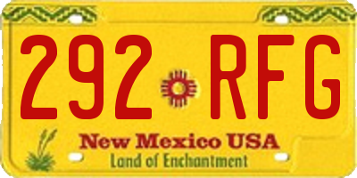 NM license plate 292RFG