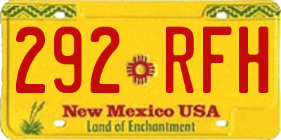 NM license plate 292RFH