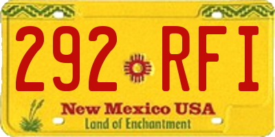 NM license plate 292RFI