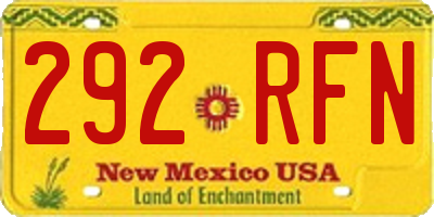NM license plate 292RFN