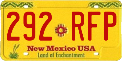 NM license plate 292RFP