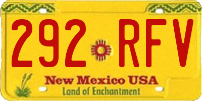 NM license plate 292RFV