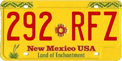 NM license plate 292RFZ