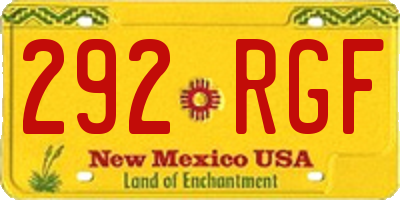 NM license plate 292RGF