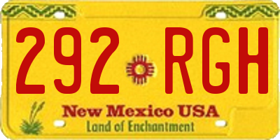 NM license plate 292RGH