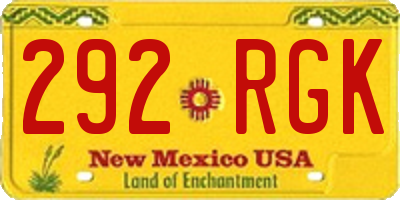 NM license plate 292RGK