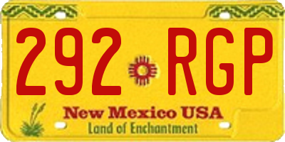 NM license plate 292RGP