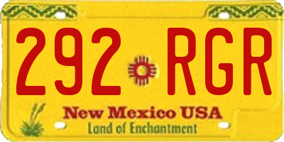 NM license plate 292RGR