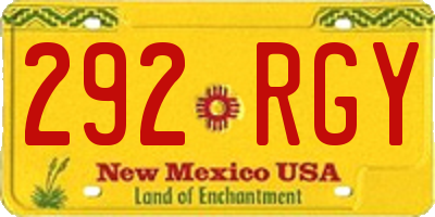 NM license plate 292RGY