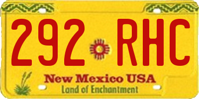 NM license plate 292RHC