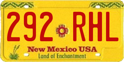NM license plate 292RHL