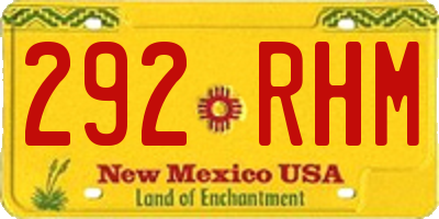 NM license plate 292RHM