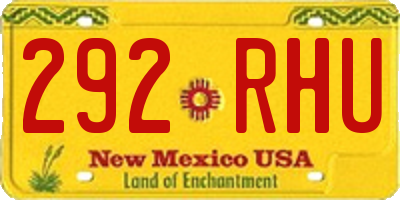 NM license plate 292RHU
