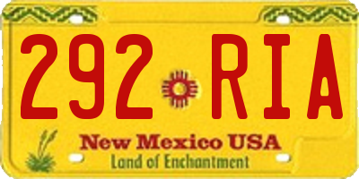 NM license plate 292RIA