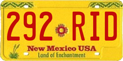 NM license plate 292RID