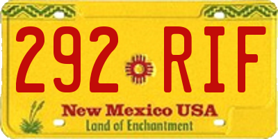 NM license plate 292RIF