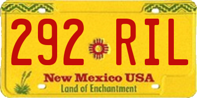 NM license plate 292RIL