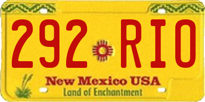 NM license plate 292RIO