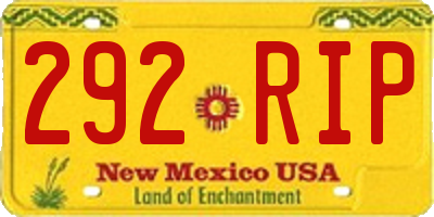 NM license plate 292RIP
