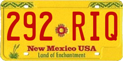 NM license plate 292RIQ
