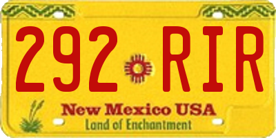 NM license plate 292RIR