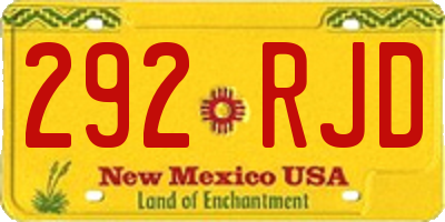 NM license plate 292RJD