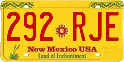 NM license plate 292RJE