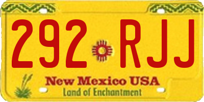 NM license plate 292RJJ