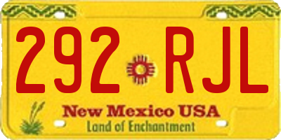 NM license plate 292RJL