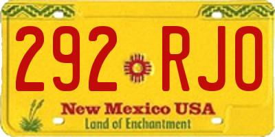 NM license plate 292RJO