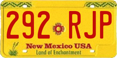 NM license plate 292RJP